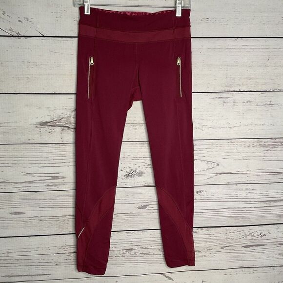 lululemon Women's Dashing Purple/Burgundy Inspire II Mesh 7/8 Tight Leggings  6 - Picture 8 of 10